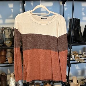Pink Clover Cream Brown and Orange Long Sleeve Tee